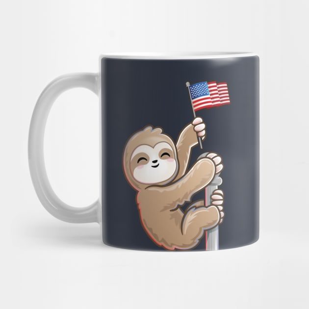 USA American Patriotic Cute Climbing Sloth by PnJ